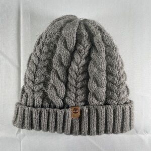 Timberland Women’s Gray Cable Knit Fleece‑Lined Winter Beanie Hat – One Size